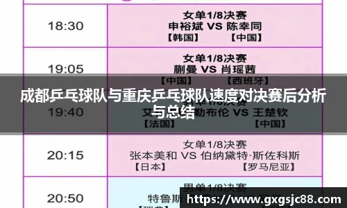 成都乒乓球队与重庆乒乓球队速度对决赛后分析与总结